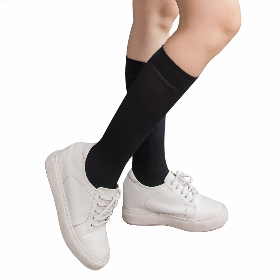 Microfiber Knee High Stocking with Striped Pattern 80D